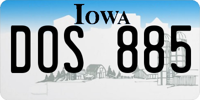 IA license plate DOS885