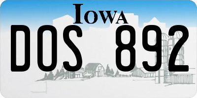 IA license plate DOS892
