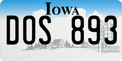IA license plate DOS893