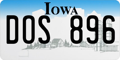 IA license plate DOS896