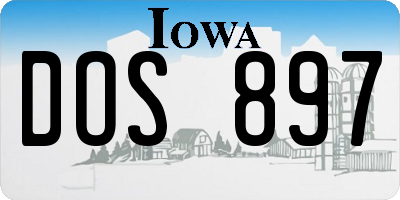 IA license plate DOS897
