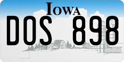 IA license plate DOS898