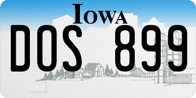 IA license plate DOS899
