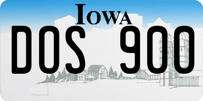 IA license plate DOS900