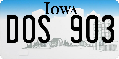 IA license plate DOS903