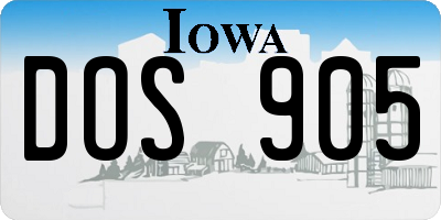 IA license plate DOS905
