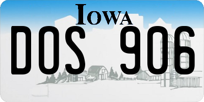 IA license plate DOS906