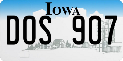 IA license plate DOS907