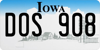 IA license plate DOS908