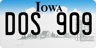 IA license plate DOS909