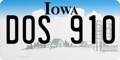 IA license plate DOS910