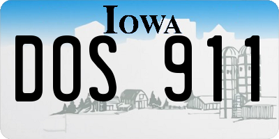 IA license plate DOS911