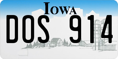 IA license plate DOS914