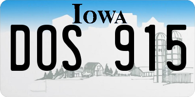 IA license plate DOS915