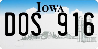 IA license plate DOS916