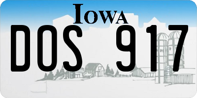 IA license plate DOS917