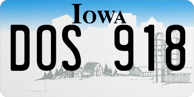 IA license plate DOS918