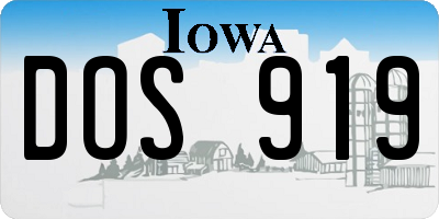 IA license plate DOS919