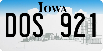 IA license plate DOS921