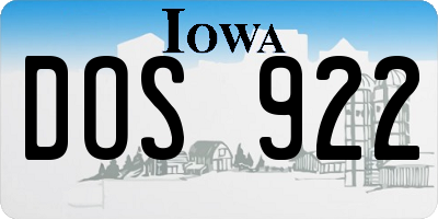 IA license plate DOS922