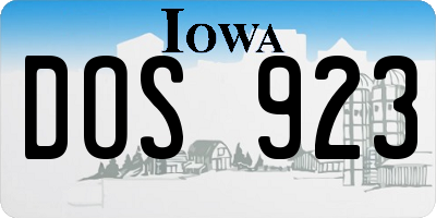 IA license plate DOS923