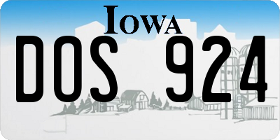 IA license plate DOS924