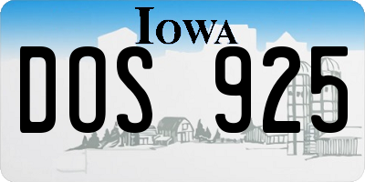 IA license plate DOS925
