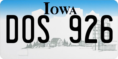 IA license plate DOS926