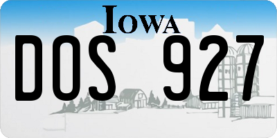 IA license plate DOS927