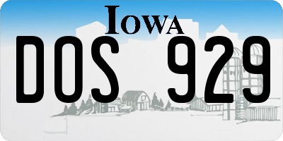 IA license plate DOS929