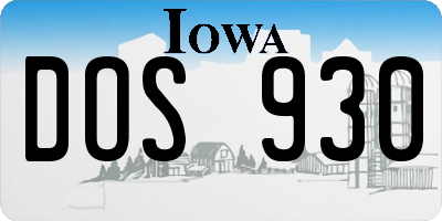 IA license plate DOS930