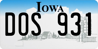 IA license plate DOS931