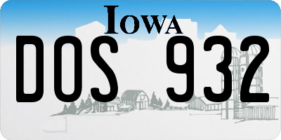 IA license plate DOS932