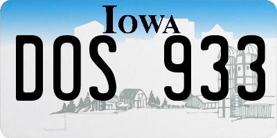 IA license plate DOS933