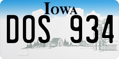 IA license plate DOS934