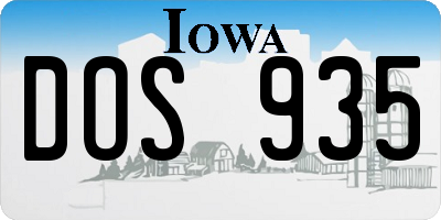IA license plate DOS935