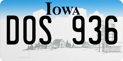 IA license plate DOS936
