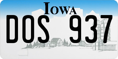 IA license plate DOS937
