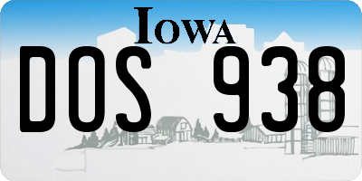 IA license plate DOS938