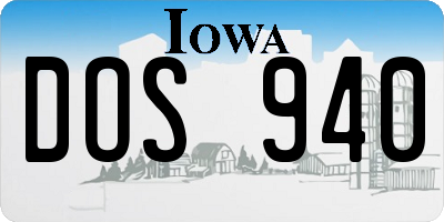 IA license plate DOS940