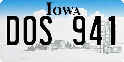 IA license plate DOS941