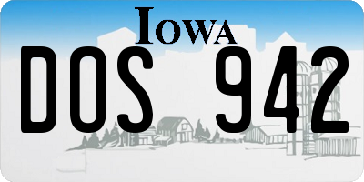 IA license plate DOS942