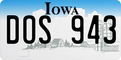 IA license plate DOS943