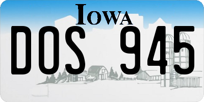 IA license plate DOS945