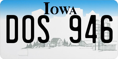 IA license plate DOS946