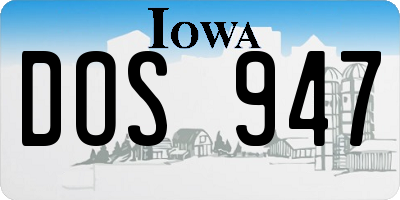 IA license plate DOS947