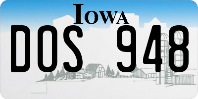 IA license plate DOS948