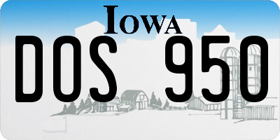 IA license plate DOS950