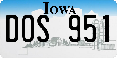 IA license plate DOS951