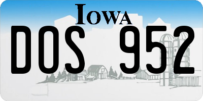 IA license plate DOS952